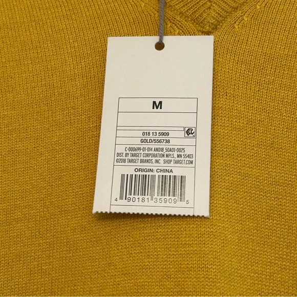 A New Day Mustard V-Neck Women’s Sweater Size M - Picture 3 of 5